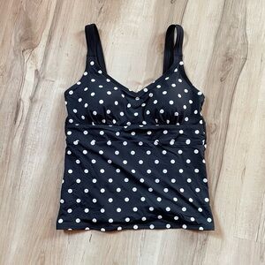 Lands' End Black & White Polka Dot Tankini Top